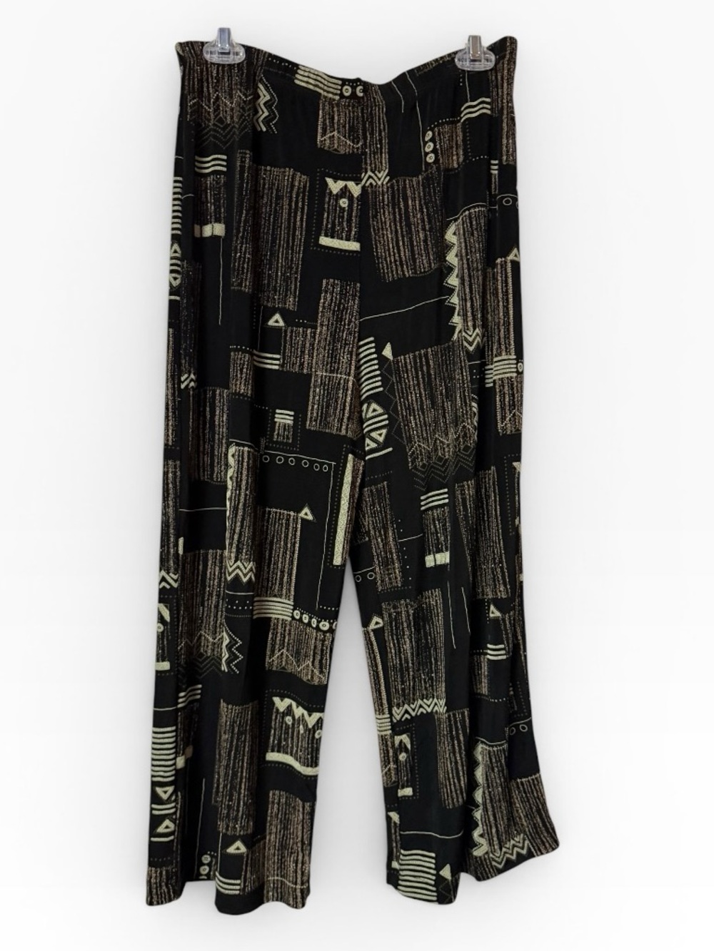 Softwear Lime Black Geometric Palazzo Pants Medium